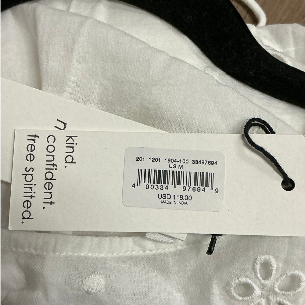 Unsubscribed Elegant White Eyelet Ruffle Bib Top Women’s Size M - Picture 5 of 6